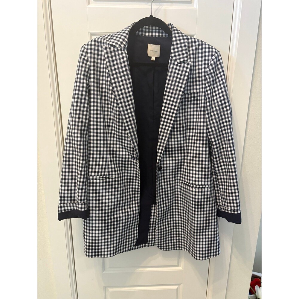 Favorite Daughter The Breakup Blazer Large Navy Gingham